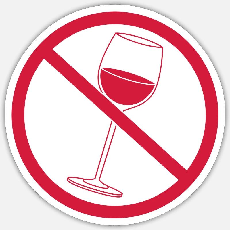 Vin de signe interdit - Sticker taille S (10 x 10 cm) - blanc mat