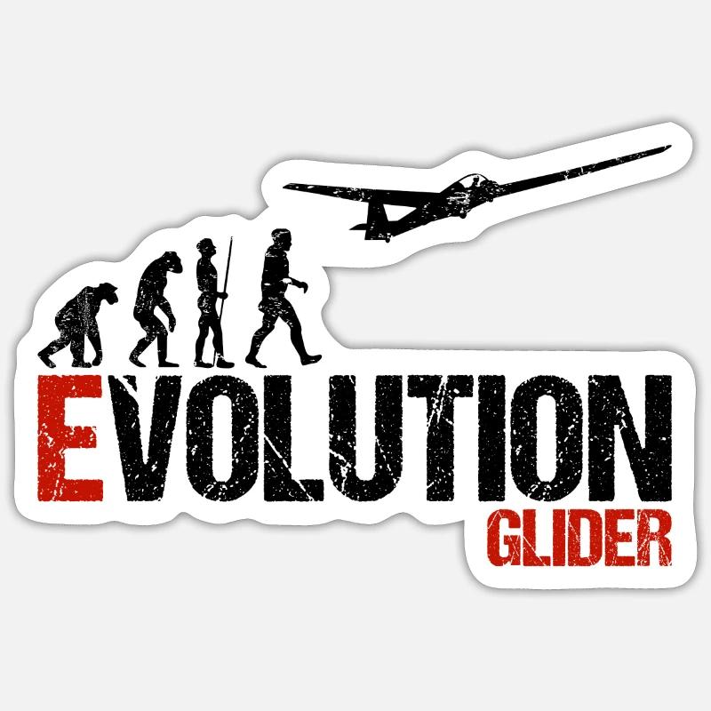 Glider Glider Glider Evolution Drôle - Sticker taille S (10 x 10 cm) - blanc mat