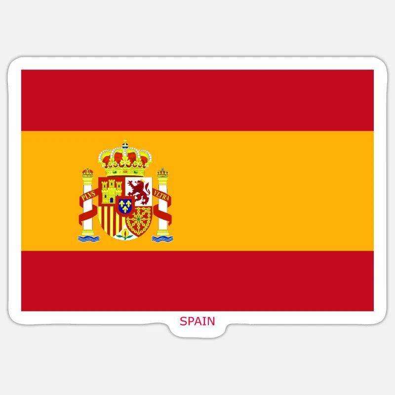 DRAPEAU ESPAGNE - Sticker taille S (10 x 10 cm) - blanc mat