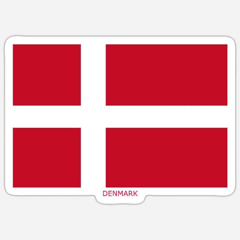 DRAPEAU DANEMARK - Sticker taille S (10 x 10 cm) - blanc mat