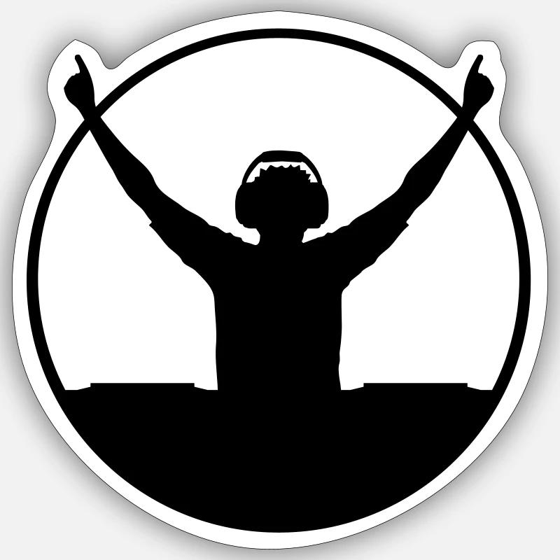 Ring DJ silhouette - Sticker size S (10 x 10 cm) - white matte