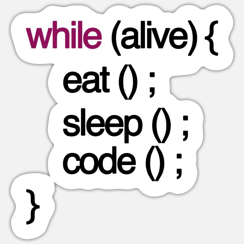 tandis que le code vivant Programmation de programmation informaticien Sticker taille S (10 x 10 cm)