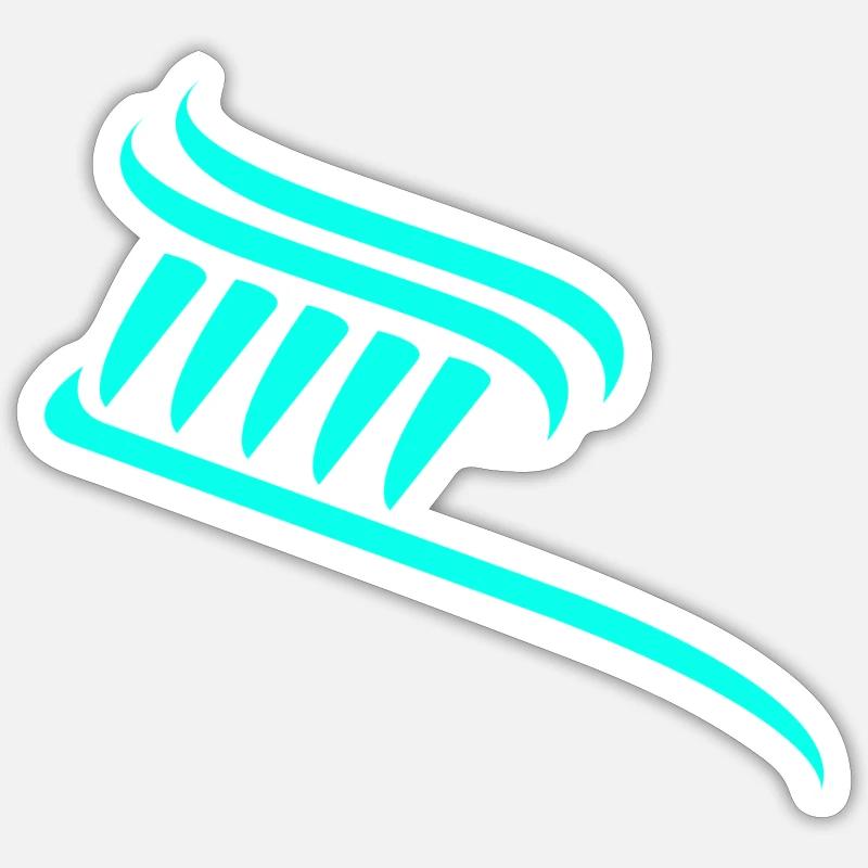 Toothbrush with toothpaste - Sticker size S (10 x 10 cm) - white matte