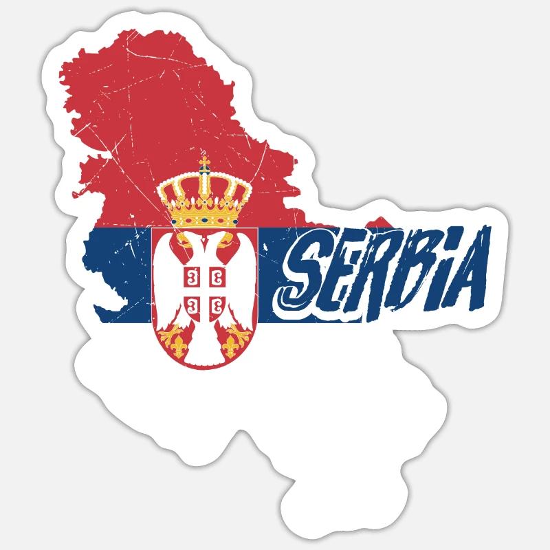 Serbien Balkan | Serbe Serbin Flagge Geschenkideen - Sticker Größe S (10 x 10 cm) - Mattweiß