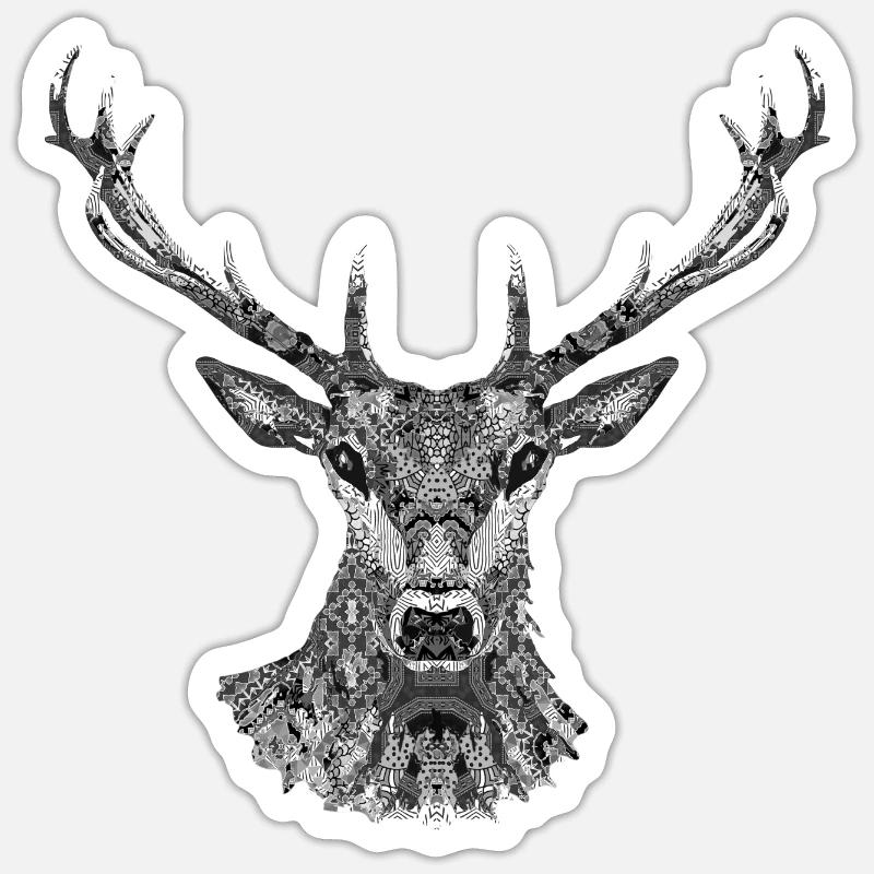 cerf - Sticker taille S (10 x 10 cm) - blanc mat