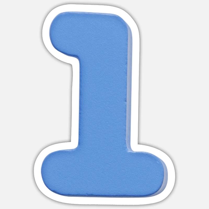 Aufkleber Zahlen Sticker Bunt Eins - Sticker Größe S (10 x 10 cm) - Mattweiß