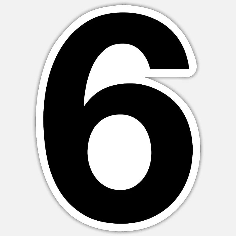 Sticker Numbers Sticker Plain 6 - Sticker size S (10 x 10 cm) - white matte