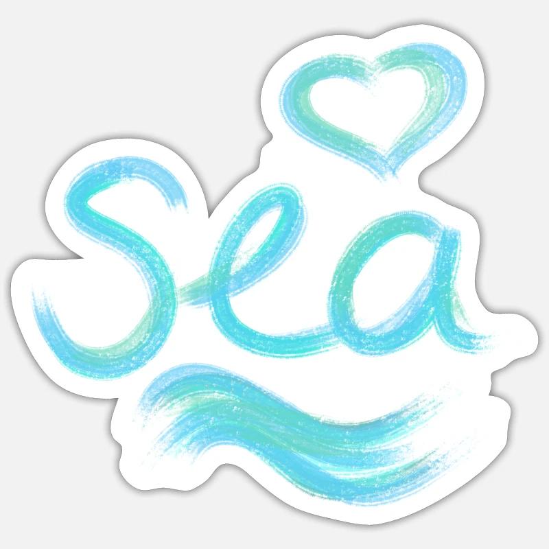 mer - Sticker taille S (10 x 10 cm) - blanc mat