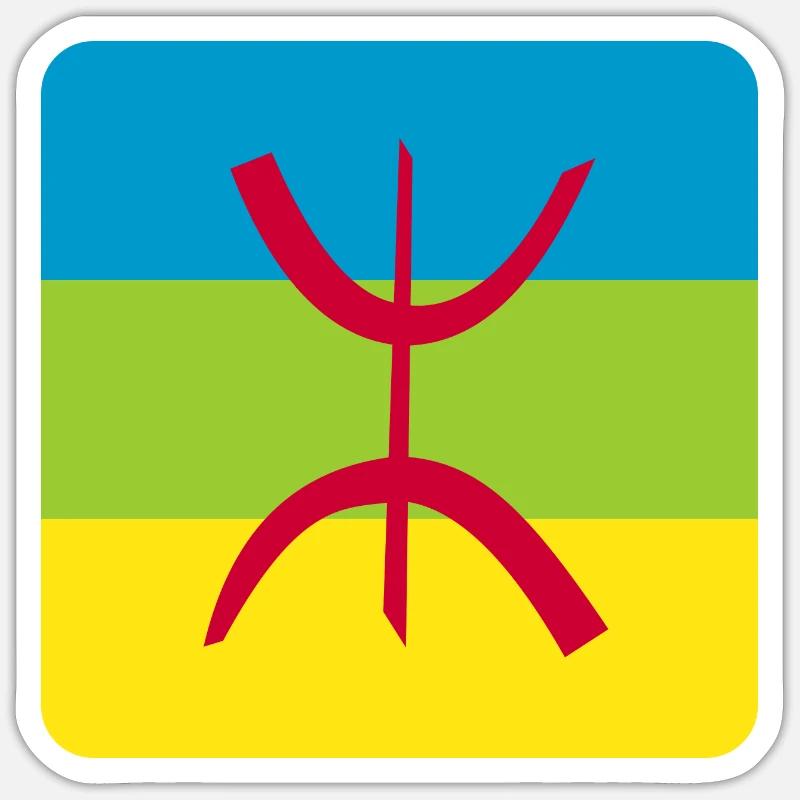 autocollant drapeau berbère réf amazigh Sticker taille S (10 x 10 cm)