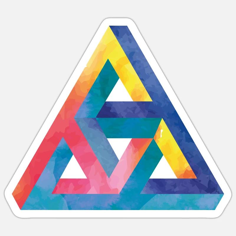 Optical illusion triangle Escher - Sticker size S (10 x 10 cm) - white matte