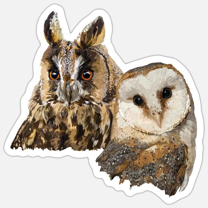 Eule und Eule Sticker Größe S (10 x 10 cm)
