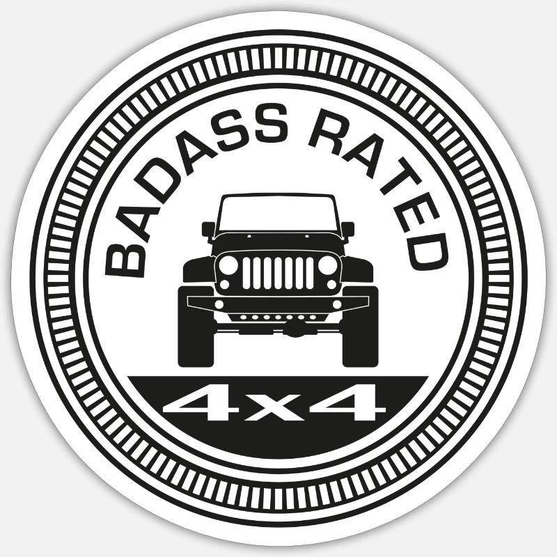 Les autocollants «notés»: notés Badass - Sticker taille S (10 x 10 cm) - blanc mat