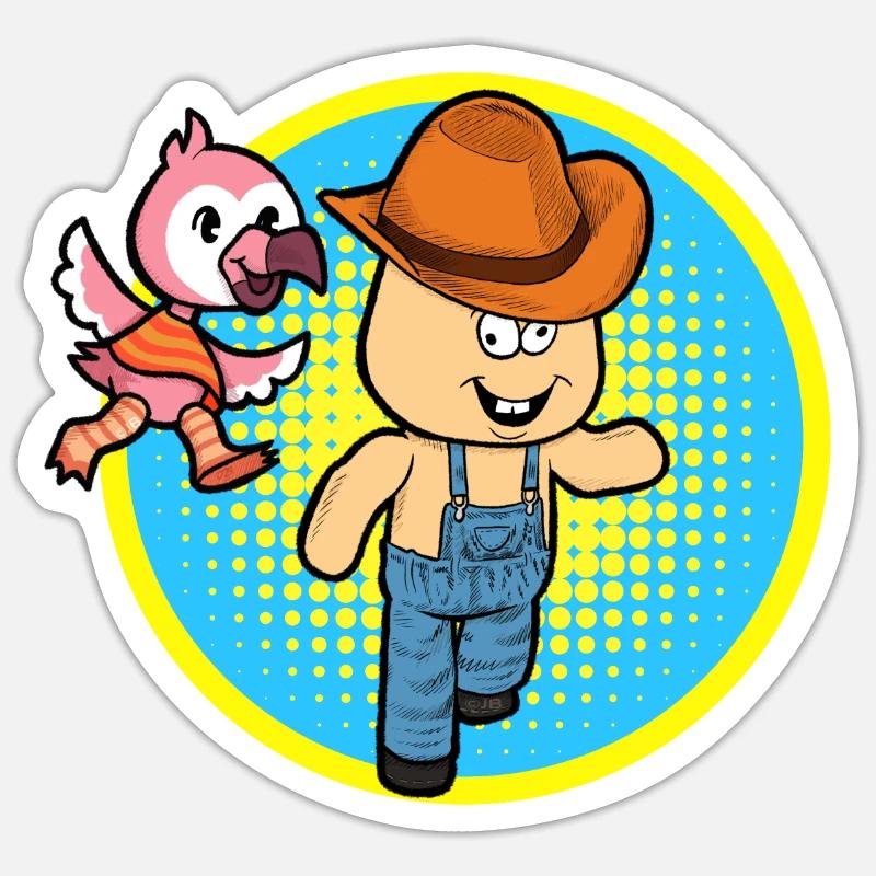Flamingo Chases Hick - Sticker size S (10 x 10 cm) - white matte