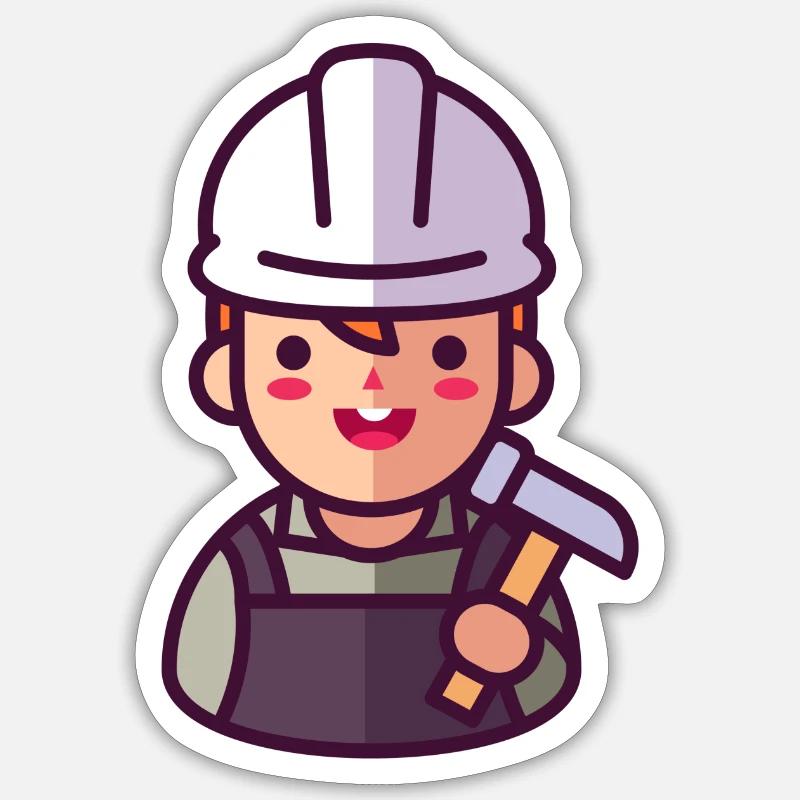 Construction worker - Sticker size S (10 x 10 cm) - white matte