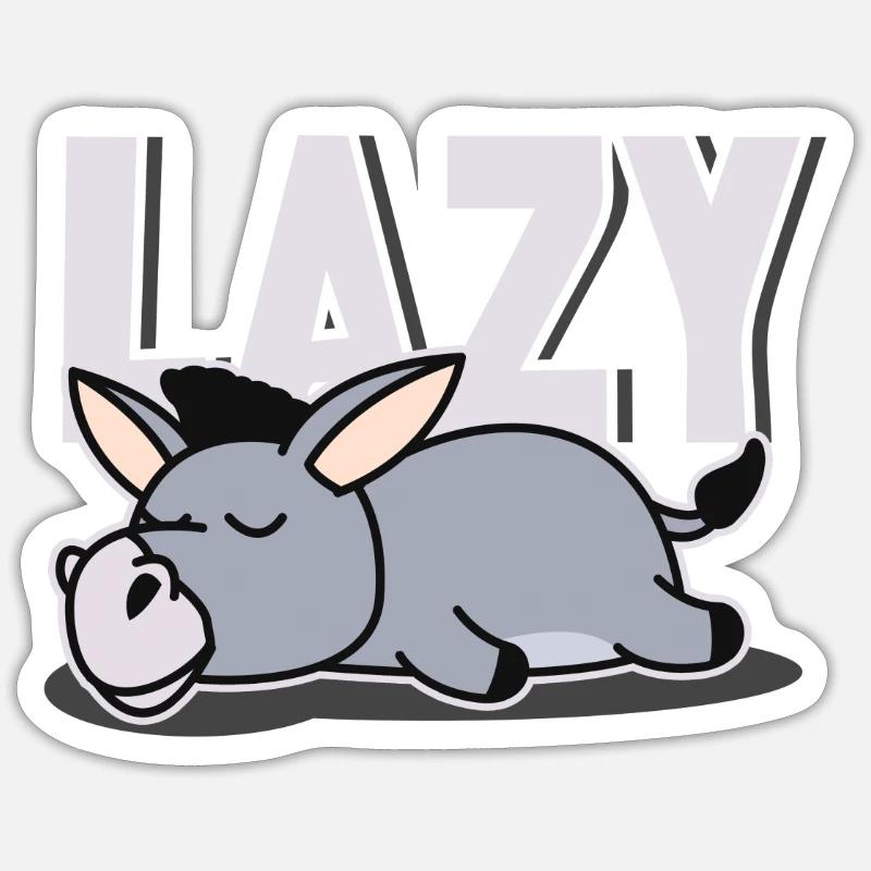 Lazy donkey slacker gift - Sticker size S (10 x 10 cm) - white matte
