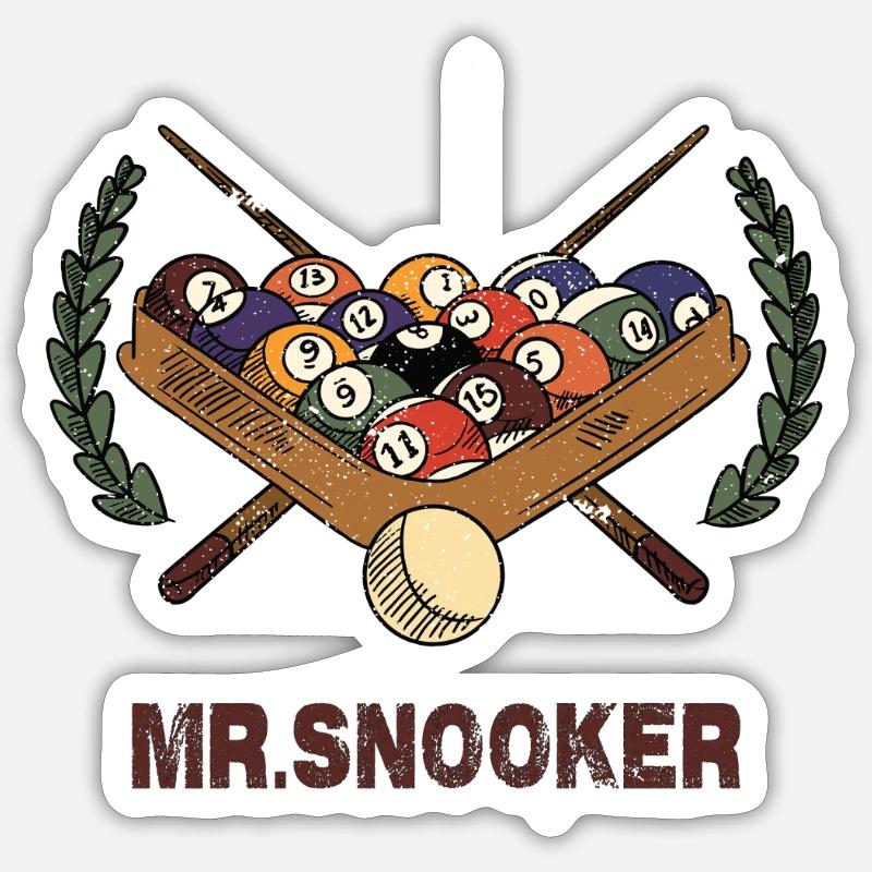 Mr. Snooker Design / Geschenkidee - Sticker Größe S (10 x 10 cm) - Mattweiß