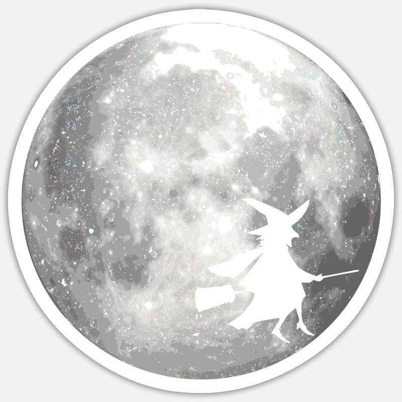 Full moon with witch Sticker size S (10 x 10 cm)