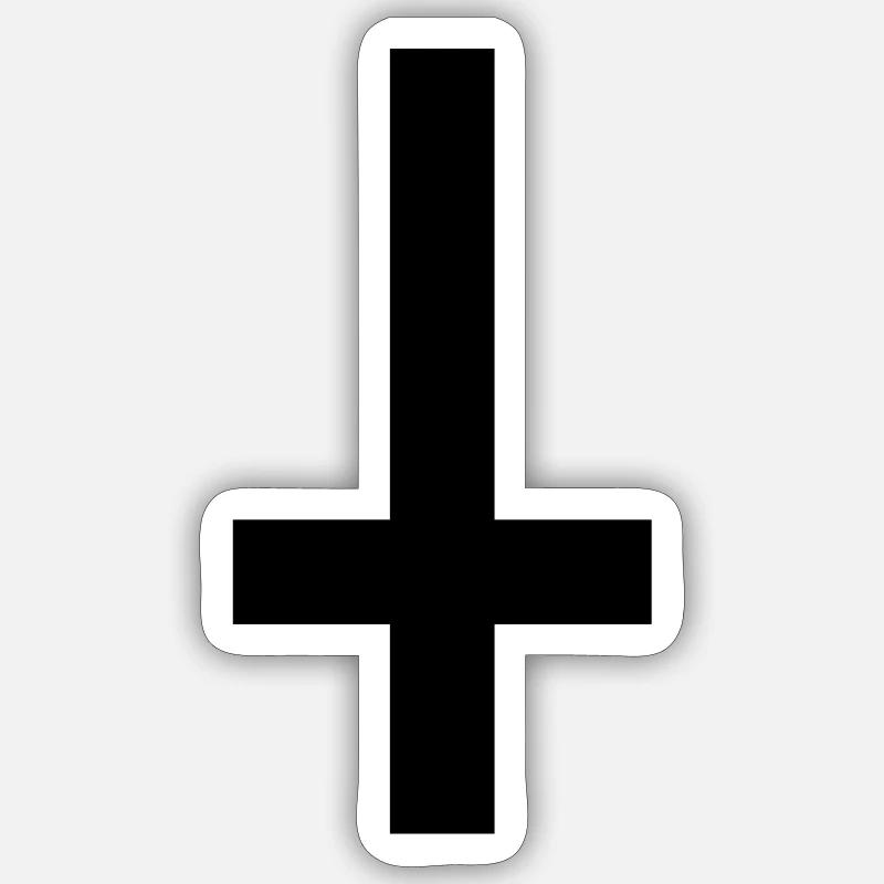 Upside down cross - Sticker size S (10 x 10 cm) - white matte