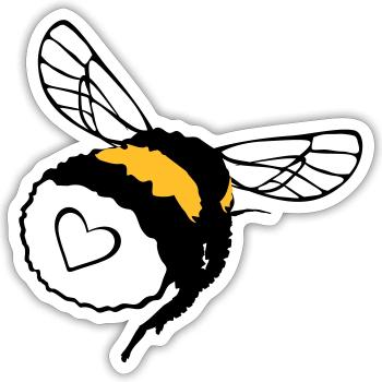 Bumblebee with heart, fur and hum - Sticker size S (10 x 10 cm) - white matte - Front