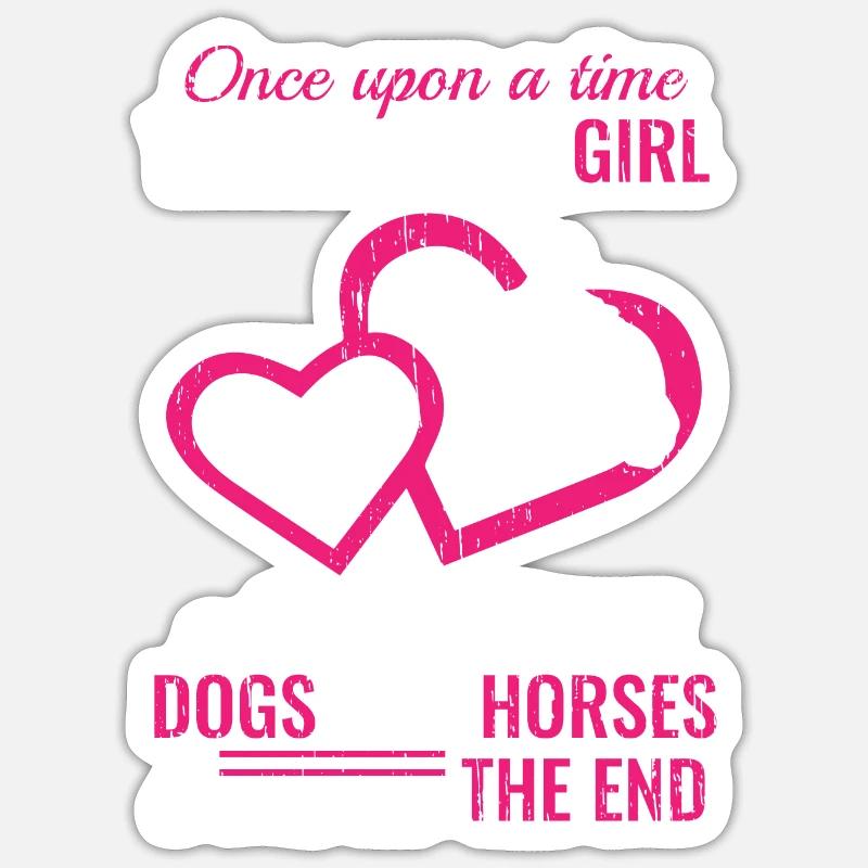 "Es war einmal ein Mädchen, das Hunde und Pferde - Sticker Größe S (10 x 10 cm) - Mattweiß