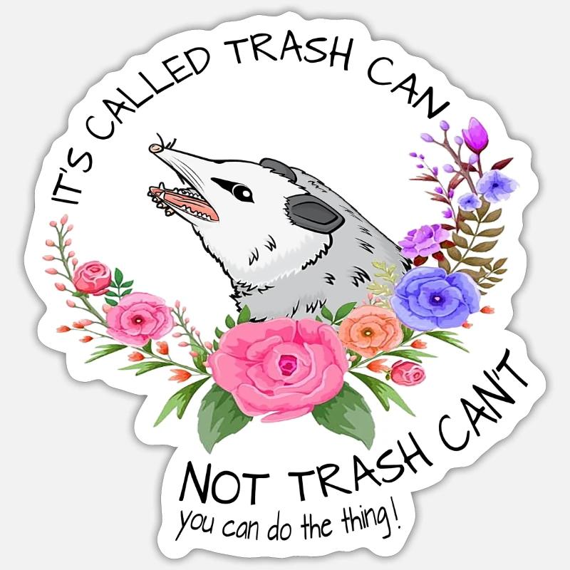 Opossum mit Blumen Tee - Sticker Größe S (10 x 10 cm) - Mattweiß