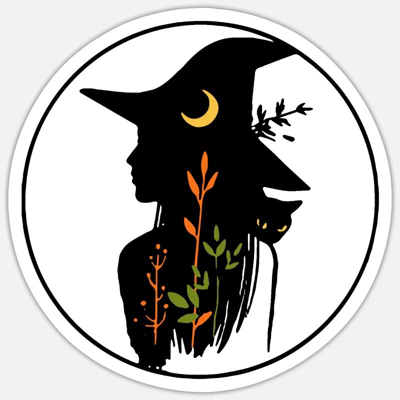 sorcière - Sticker taille S (10 x 10 cm) - blanc mat