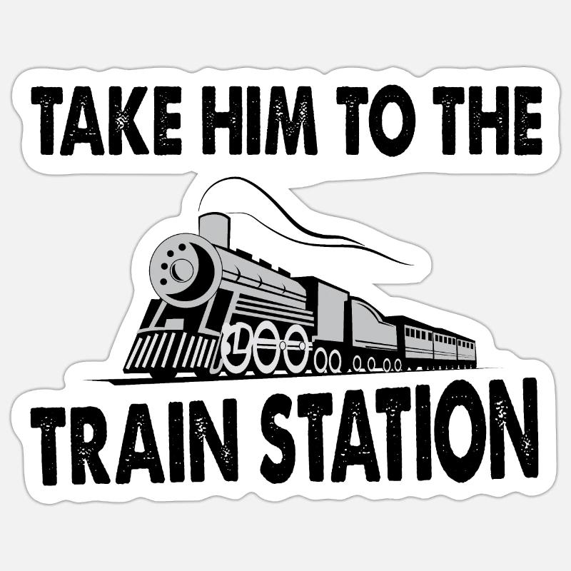 Emmenez-le au train - Sticker taille S (10 x 10 cm) - blanc mat