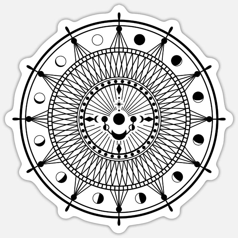 Moon phases geometry black - Sticker size S (10 x 10 cm) - white matte