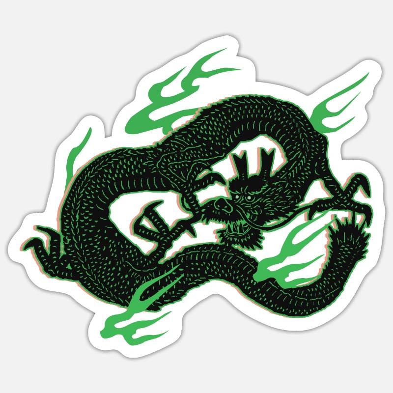 Dragon vert - Sticker taille S (10 x 10 cm) - blanc mat