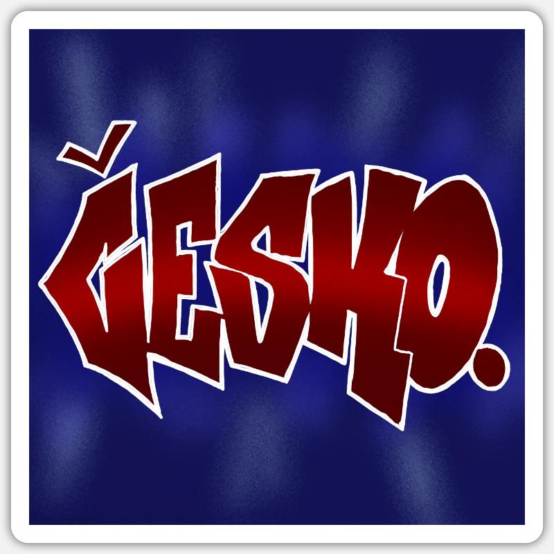 Conception de graffitis Česko - Sticker taille S (10 x 10 cm) - blanc mat