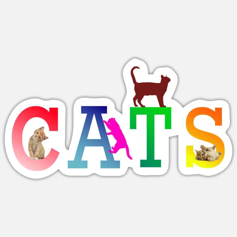 Chats - Sticker taille S (10 x 10 cm) - blanc mat