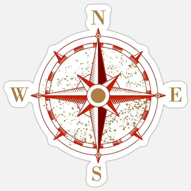 Icône Compas Navigation Idée de cadeau rétro - Sticker taille S (10 x 10 cm) - blanc mat