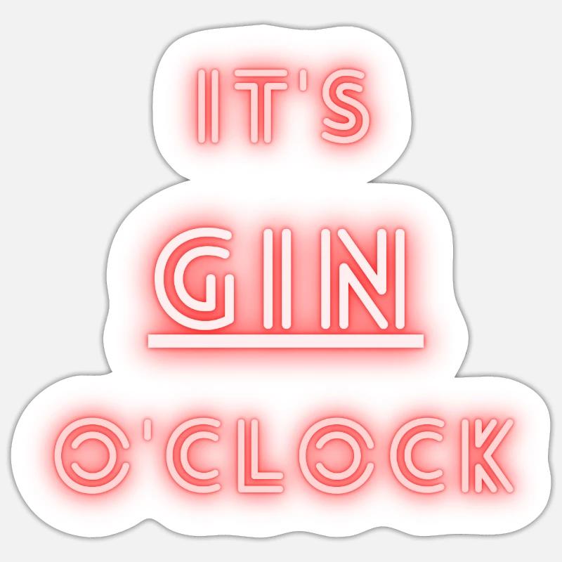 It's Gin o'clock | Gin - Sticker Größe S (10 x 10 cm) - Mattweiß