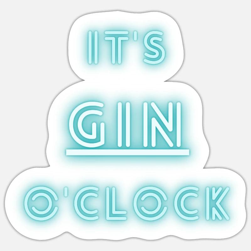 It's Gin o'clock | Gin - Sticker Größe S (10 x 10 cm) - Mattweiß