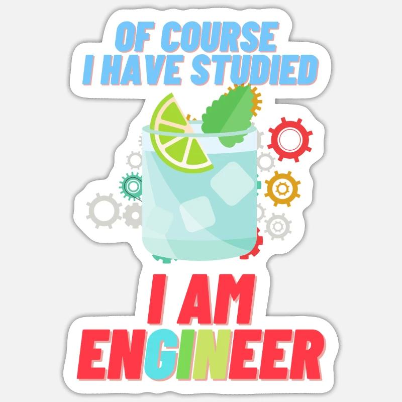 I am enGINeer | gin - Sticker size S (10 x 10 cm) - white matte