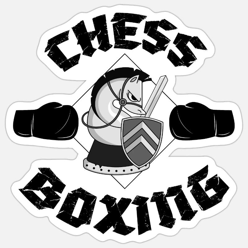 Schachboxen Boxer Schach Geschenkidee Boxen - Sticker Größe S (10 x 10 cm) - Mattweiß