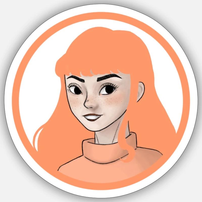 rousse mignonne - Sticker taille S (10 x 10 cm) - blanc mat