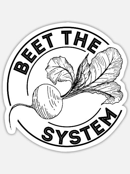 Beet the System Zuckerrüben Gemüse Geschenk - Sticker Größe S (10 x 10 cm) - Mattweiß