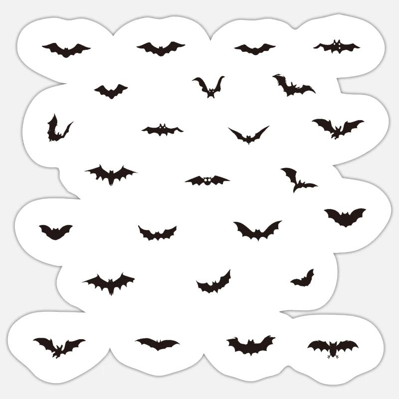 Halloween Fledermaus Bundle 02 - Sticker Größe S (10 x 10 cm) - Mattweiß