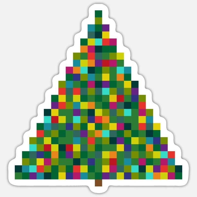 X MAS TREE - Pixel - Sticker Größe S (10 x 10 cm) - Mattweiß