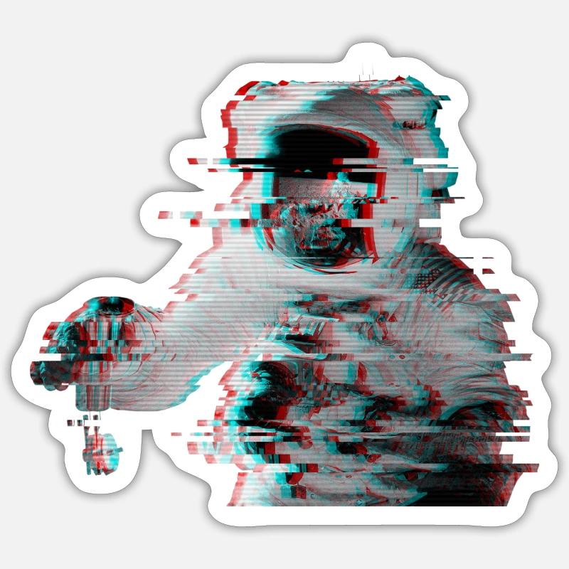 Glitch Astronaute - Sticker taille S (10 x 10 cm) - blanc mat