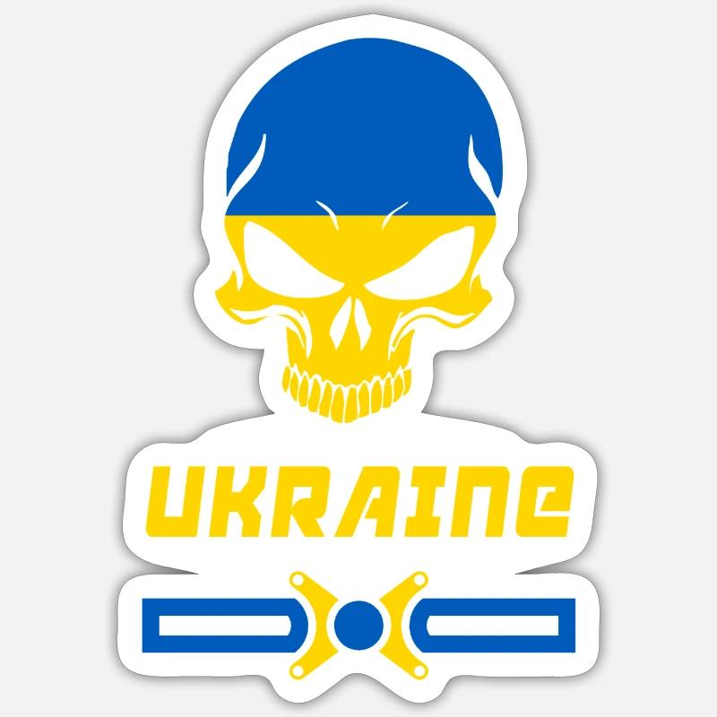 Conception de crâne d'Ukraine / idée cadeau - Sticker taille S (10 x 10 cm) - blanc mat