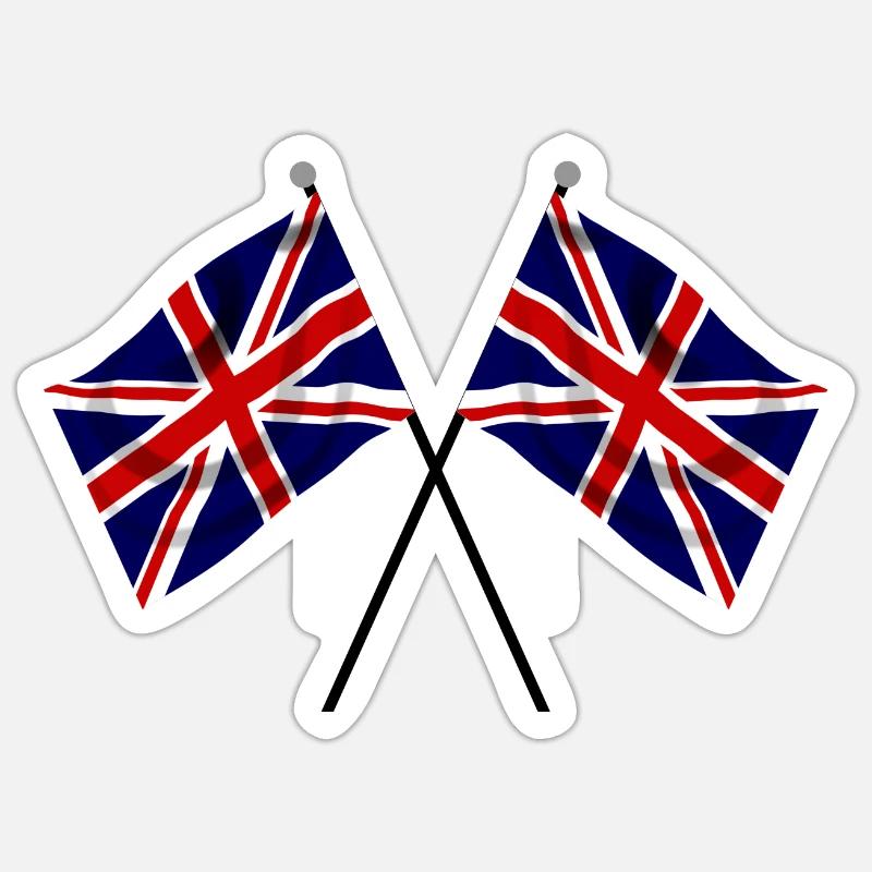 Drapeau Union Jack Twin Racing Drapeaux - Sticker taille S (10 x 10 cm) - blanc mat