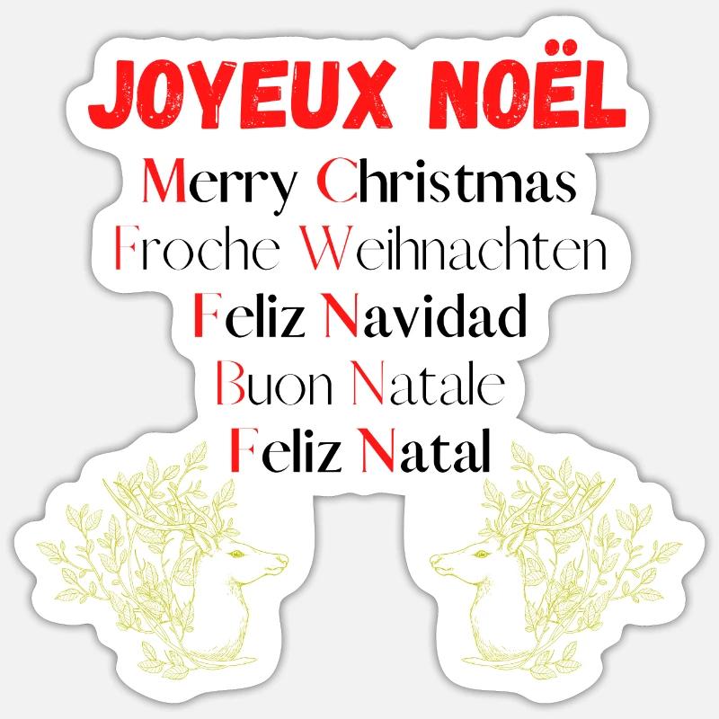 Joyeux noël Idée cadeau de noël - Sticker taille S (10 x 10 cm) - blanc mat
