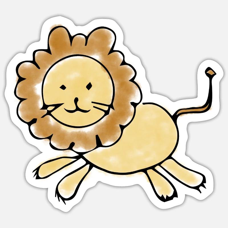 Lion doux Dessin d’enfant - Sticker taille S (10 x 10 cm) - blanc mat