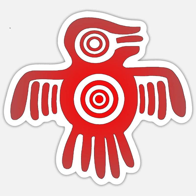 Oiseau aztèque - Sticker taille S (10 x 10 cm) - blanc mat
