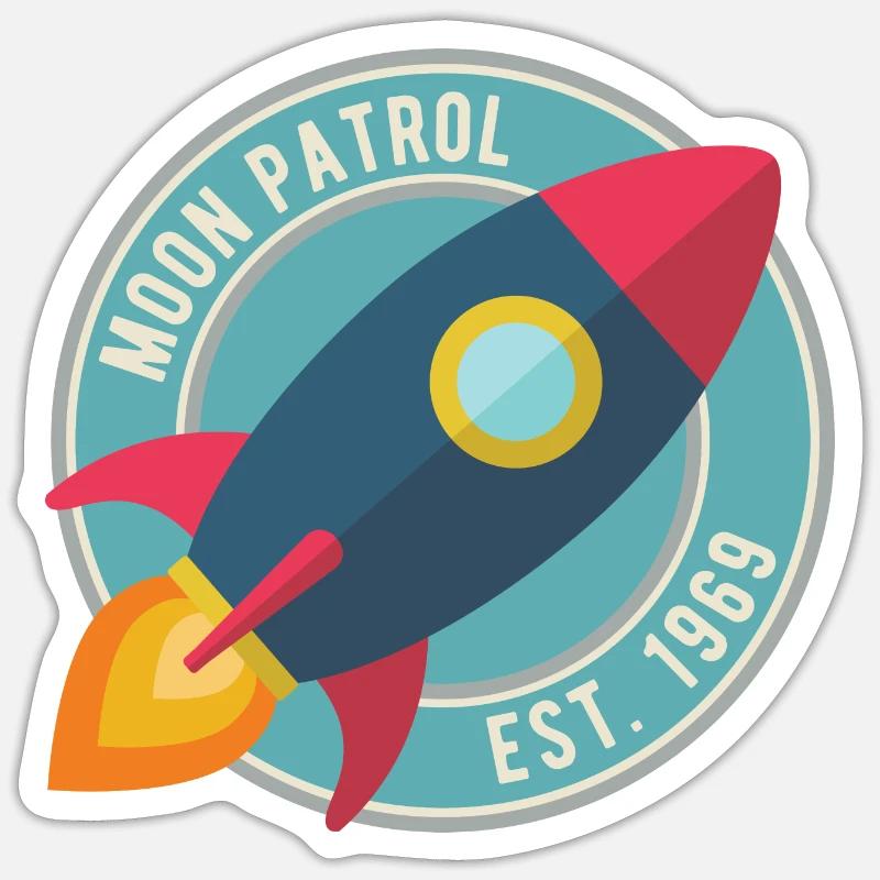 Fusée Moon Patrol Rocket - Sticker taille S (10 x 10 cm) - blanc mat
