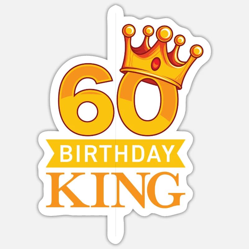 60 ans anniversaire roi - Sticker taille S (10 x 10 cm) - blanc mat