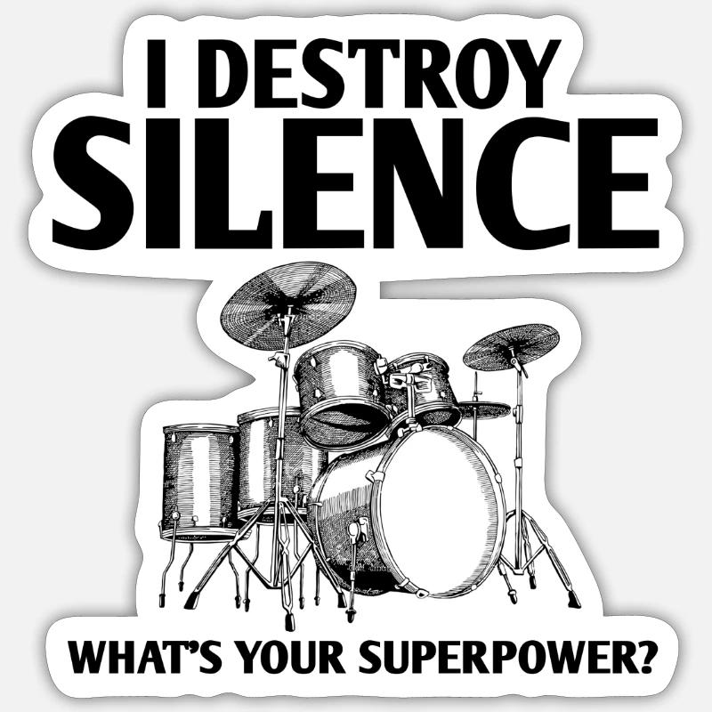 le batteur - Sticker taille S (10 x 10 cm) - blanc mat