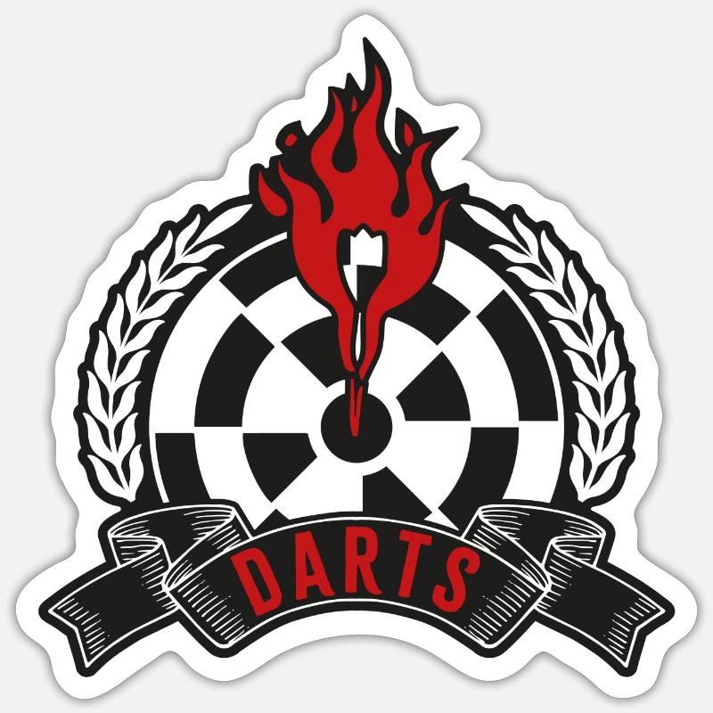 Flammendes Dartboard Emblem Sticker Größe S (10 x 10 cm)